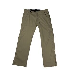 Prana Zion Pants Mens 36 x 30 Brown Stretch Straight Leg Vented Hiking Camping